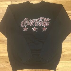 Vintage 90s Coca Cola Puffy Paint logo Black Crewneck Sweater
